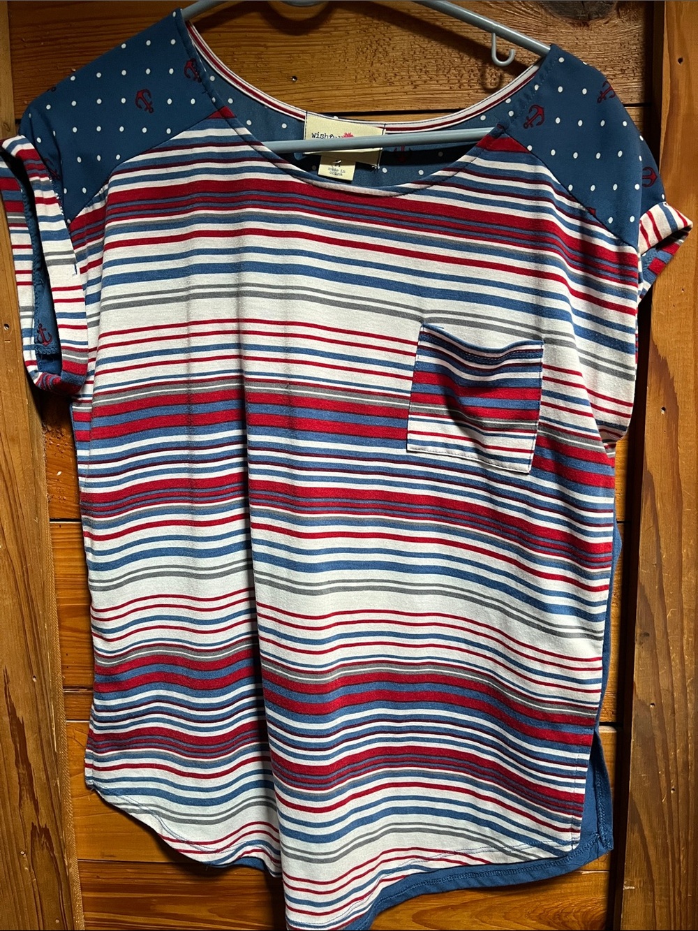 Wishful Park Striped Pocket Tee - Red, Blue & White